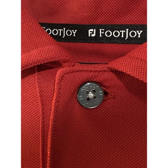 FootJoy FJ Red Golf Polo Shirt XL Men Short Sleeves BelAir Country Club Insignia - Picture 11 of 12